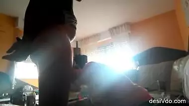 Chubby aunty shy to expose her face while sucking her hubby’s dick
