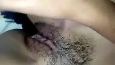 Slim village girl masturbate with brush