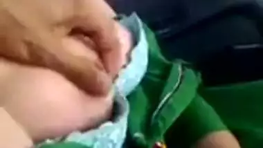 Massaging Pakistani Girl’s Big Boobs In Car