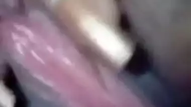 XXX whore shows off naked tits and then puts the camera down there
