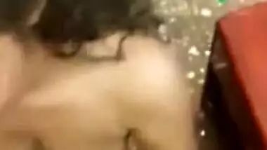 Cock sucking with cum on boobs