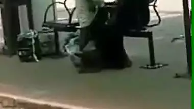 Kerala aunty stroking a penis in a bus stand