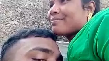 Sucking big boobs of Bhabhi outdoors on cam