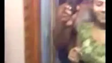 Woman has sex tits to expose in the XXX shower cabin and before mirror