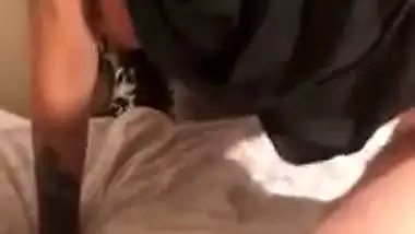Hijabi Babe Giving Sexy Look while Milking Her White Boyfriend