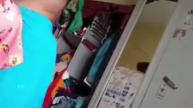 Grandmother wearing blouse and showing naked boobs