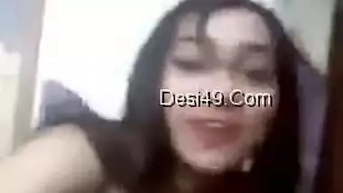 Good-looking Indian sexpot stays naked afore cam with XXX boobs exposed