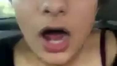A nude Indian babe drinks her lover’s cum in the car