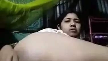 Unsatisfied village Desi XXX wife fingering pussy on selfie cam