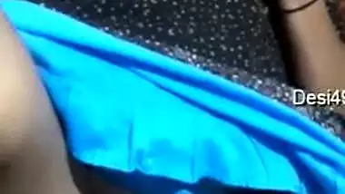 Whore is talking on the phone while lover is touching her Desi vag