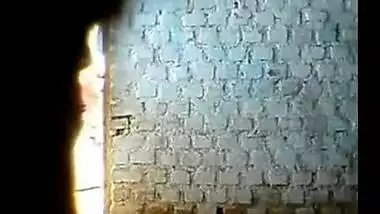Indian village house wife’s bath scene