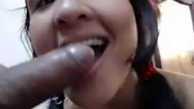 Pretty Indian girlfriend sucks and licks her...