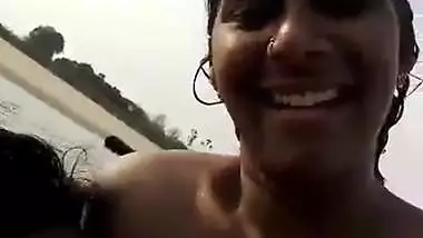 Indian Couple Having Fun In Public