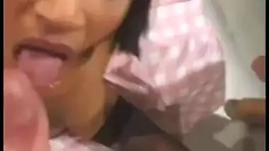 Indian beauty gets cum from two big white cocks!