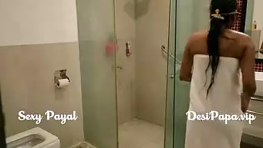 Desi south indian girl young bhabhi Payal in bathroom taking shower and masturbation
